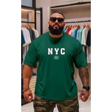 Punix Punıx Büyük Beden Bıg Sıze Battal Nyc Baskılı Pamuk Dokuma Yazlık Rahat Kalıp Erkek T-Shırt