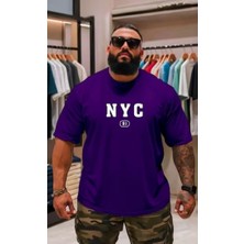 Punix Punıx Büyük Beden Bıg Sıze Battal Nyc Baskılı Pamuk Dokuma Yazlık Rahat Kalıp Erkek T-Shırt