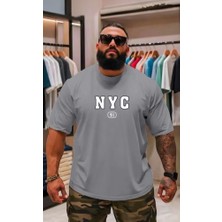 Punix Punıx Büyük Beden Bıg Sıze Battal Nyc Baskılı Pamuk Dokuma Yazlık Rahat Kalıp Erkek T-Shırt
