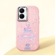 Ucuc Vivo Y16/Y02S Uyumlu Darbe Emici Kamera Korumalı Pembe Silikon Özel Baskı Desenli Kılıf