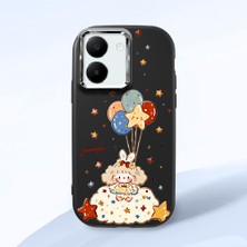 Ucuc Vivo Y77T/Y78M Uyumlu Darbe Emici Kamera Korumalı Siyah Silikon Özel Baskı Desenli Kılıf