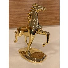 Plus Home Dekoratif Dekorasyon At Obje Döküm Pirinç Renk Altın Yükseklik 25 cm Çapı 18 cm