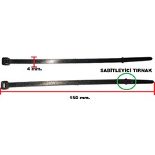 Gutsy Plastik Cırt Kelepçe Sabit Tırnaklı 15 cm x 4 mm Siyah | Kablo Bağı | 10 Adet