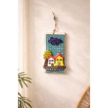 Marena Home Renkli Ev Seramik Duvar Süsü, 21X11 Cm, Renkli Ev Figürlü, Bohem Dekor, Duvar Aksesuarı, Hediyelik
