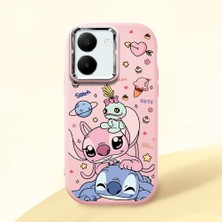 Ucuc Vivo Y27 5G/Y27S Uyumlu Darbe Emici Kamera Korumalı Pembe Silikon Özel Baskı Desenli Kılıf