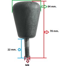Gutsy Klıps Civatalı Topuz Boy.70 Mm.kafa:34 Mm.civata Boy:22 Civata Çap Metrik 8