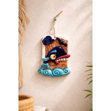 Marena Home Seramik Balık Duvar Süsü 21 Cm, Dekoratif Duvar Aksesuarı, Bohem Deniz Temalı Ev Dekoru El Yapımı Boyama