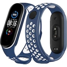 Hayat Store Xiaomi Mi Band 7 Spor Delikli Kordon (Saat Değildir) - Lacivert-Beyaz