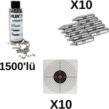 PremiumPort 1500'LÜ Çelik Bilye 4,5mm + Co2 Tüp 10 Adet + Hedef Kağıdı Seti