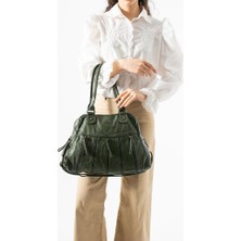 Baginn Yıkama S.deri Kadın Omuz Çantası Vegan Deri Çok Cepli Çapraz Askılı Kol Çantası 33*27 cm Suni Deri