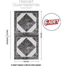 Brano 30X60 cm Kendinden Yapışkanlı Duvar,banyo,tezgah Arası Kaplama Karo Desen 6 Adet