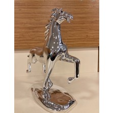 Plus Home Dekoratif Dekorasyon At Obje Döküm Pirinç Renk Gümüş Yükseklil 25 cm Çap 18 cm