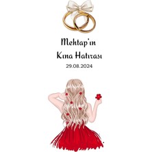 Kına Hatırası Kırmızı Gelin Resimli Anahtarlık Kartı 10X15 cm 49 Adet