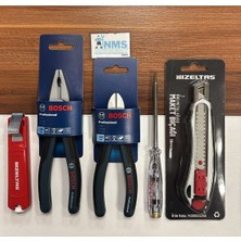 Bosch 5 Parça Profesyonel Usta Seti, Pense ve Yan Keski, Yüksek Kalite Nms Hırdavat