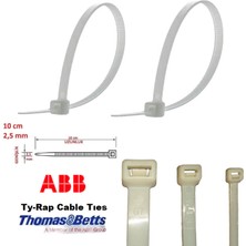 Gutsy Plastik Cırt Kelepçe 10CM x 2,5mm (1000 Adet) Kablo Bağı - Beyaz Kablo Klipsi (Ty-Rap Thomas & Betts) (Made In U.s.a.)