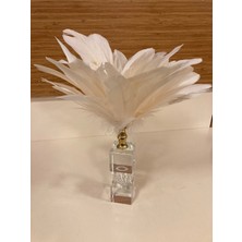 Plus Home Dekoratif Kristal Üstü Kartal Tüyü Renk Vizon Krem Yükseklik 30 cm