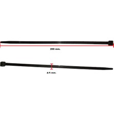 Gutsy Plastik Kelepçe Siyah | 20 cm x 4.5 mm | Dayanıklı Kablo Bağı Cırt Kelepçe (100 Adet)