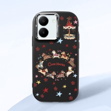 Ucuc Vivo Y27 5G/Y27S Uyumlu Darbe Emici Kamera Korumalı Siyah Silikon Özel Baskı Desenli Kılıf
