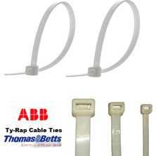 Gutsy Plastik Cırt Kelepçe 20 cm x 3.6 mm (100 Adet) Kablo Bağı - Beyaz Kablo Klipsi (Ty-Rap Thomas & Betts) (Made In U.s.a.)