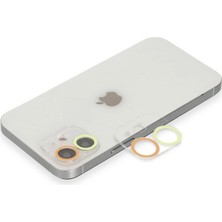 Hayat Store Apple Iphone 12 Mini Renkli Kamera Lens Koruma Cam - Sarı-Turuncu