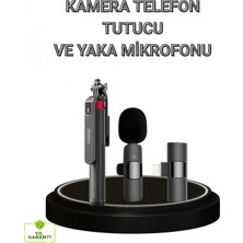 Pileli Store Vlog ve Canlı Yayın Için Çift Yaka Mikrofonu ve Tripodlu Selfie Çubuğu Seti