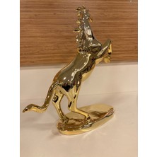 Plus Home Dekoratif Dekorasyon Döküm Pirinç Şahlanmış At Model Renk Altın Yükseklik 28 cm Çapı 18 cm