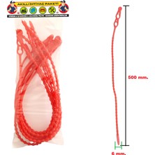 Gutsy Boncuk Plastik Kelepçe 50 cm x 6 mm Kırmızı | 10 Adet Paket | Çift Delikli Çözülebilir Bağ