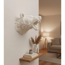 Pileli Store Özel Tasarım Beyaz Ayı Duvar Aksesuarı 3D Dekoratif Heykel 25X19 cm