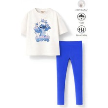 Belya Kids Wear Kız Çocuk Tam Kalıp Üst Oversize Altı Taytlı Sevimli Karakter TASARIM21 Alt Üst Takım