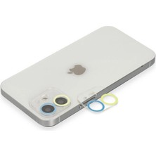 Hayat Store Apple Iphone 12 Renkli Kamera Lens Koruma Cam - Sarı-Mavi