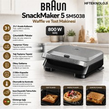 Braun Snack Maker 5 Sandviç, Waffle ve Tost Makinesi Silver
