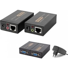 Pileli Store Pilelistore VGA + Ses RJ45 Extender Seti 100 M - Siyah HDX1318