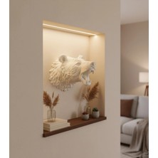 Pileli Store Dekoratif Beyaz Ayı Duvar Heykeli Asılabilir Hediyelik 25X19 cm