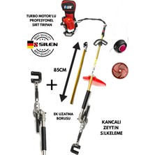 Silen Turbo Motorlu Benzinli Sırt Tırpan + Kancalı Zeytin & Badem Silkeleme Hasat + Ek Uzatma Aparatı 6,8 Hp