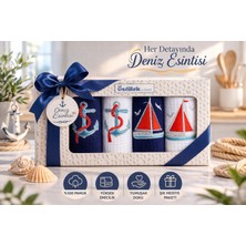 Özdilek Deniz Temalı 4’lü Nakışlı Mutfak & El Havlusu Seti 40X60 cm %100 Pamuk – Ultra Yumuşak, Yüksek Emicilik, Şık Hediye Kutulu