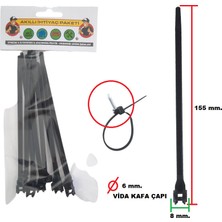 Gutsy Plastık Kelepçe Cıvata Kafa Geçme Dübelli 8MMX155MM Kablo Bağı (10 Adet)