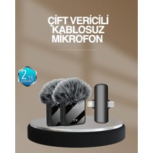 Pileli Store 2’li Kablosuz Yaka Mikrofonu Type-C ve Lightning Uyumlu Profesyonel Set