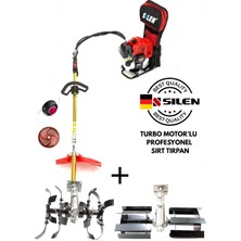 Silen Turbo Motorlu Benzinli Sırt Tırpan + Çift Toprak Çapalama Aparatı 6,8 Hp
