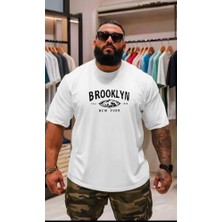Punix Punıx Büyük Beden Özel Tasarım Brooklyn Göğüs Baskılı Yeni Sezon Erkek Battal Yazlık  T-Shırt