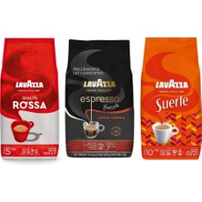 Lavazza Qualità Rossa + Suerte + Espresso Barista Gran Crema Çekirdek Kahve 1kg | 3'lü Paket