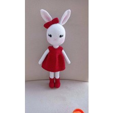 Kırmızılı Tavşan Organik Örgü Oyuncak