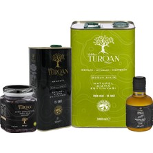 Villa Turqan Soğuk Sıkım Natürel Sızma Zeytinyağı -3 Lt Gemlik-Ayvalık-Memecik, 1 Lt MEMECIK,250 ml Biberiye AROMALI,400 gr Zeytin