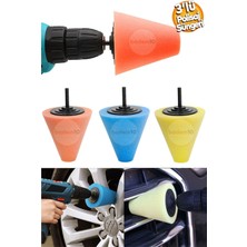 Araç Pasta Cila Konik Parlatma Süngeri 3'lü Temizlik Seti