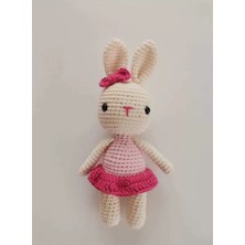 Süslü Minik Kız Tavşan Organik Örgü Oyuncak,amigurumi Bebek/el Işi Oyuncak/bebek Hediyesi