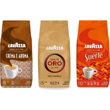 Lavazza Qualita Oro, Crema E Aroma, Suerte Çekirdek Kahve 1 kg | 3'lü Paket
