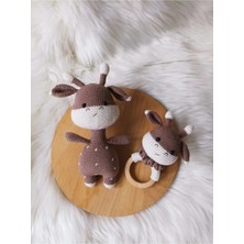 Şeker Zürafa Uyku Arkadaşı ve Çıngırak Amigurumi Örgü Oyuncak