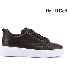Gönderi(r) Erkek Kahverengi  Bağcıklı Hakiki Deri Sneaker