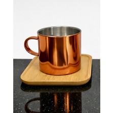 Cambu Aynalı Borosilikat Cam Türk Kahvesi Fincan SETI,KIRMIZI,2X125ML–BAMBU Tabaklı, Isıya Dayanıklı