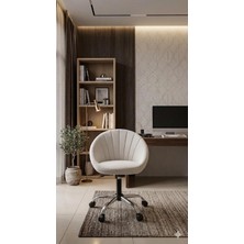 Sahmatra Brancos Ev ve Ofis Çalışma Sandalyesi | Bilgisayar Koltuğu | Berjer | Krom Ayak | Babyface Kumaş - Krem