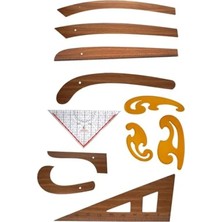 Esranın Dünyası 11 Parça Terzi Takım Seti, Mdf-Plastik Cetvel ve Gönye